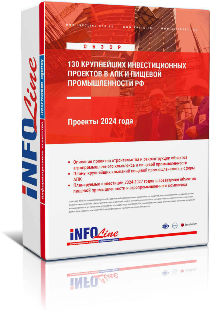 Отраслевой обзор "130 Крупнейших инвестиционных проектов в АПК и пищевой промышленности РФ. Проекты 2024 года"